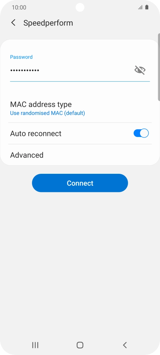 Key in the password for the Wi-Fi network and press Connect. Key in the password for the Wi-Fi network and press Connect.