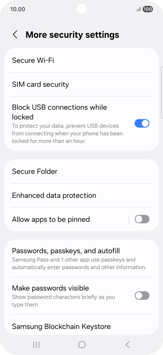 Press SIM card security. Press SIM card security.