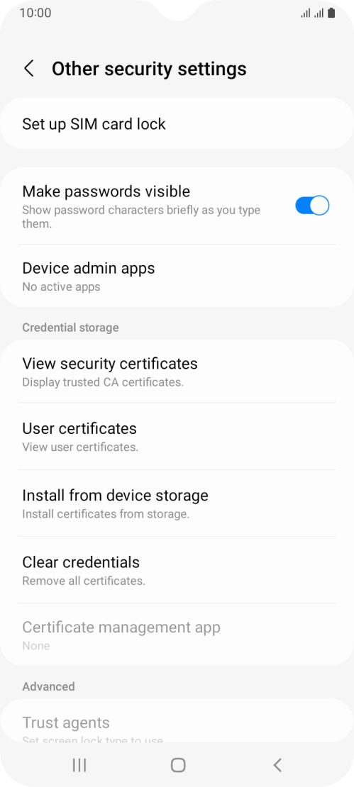 Press Set up SIM card lock. Press Set up SIM card lock.