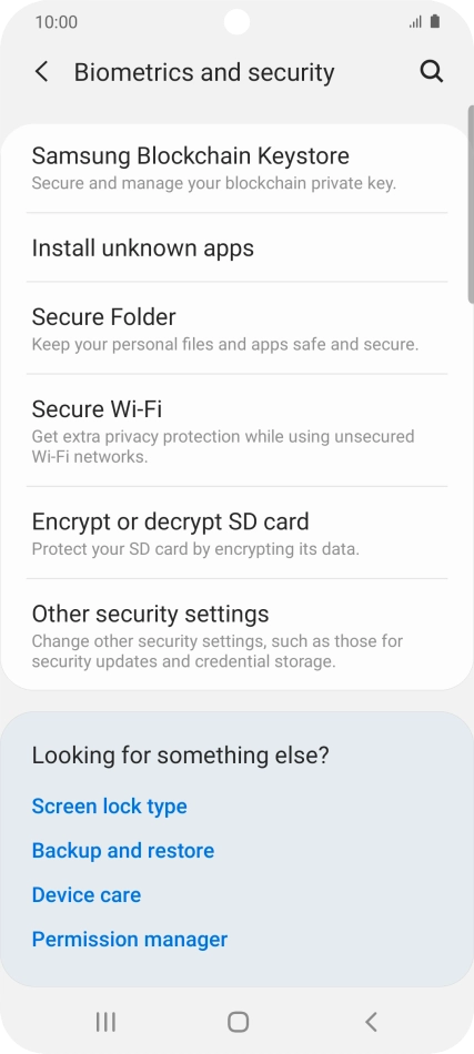Press Other security settings. Press Other security settings.