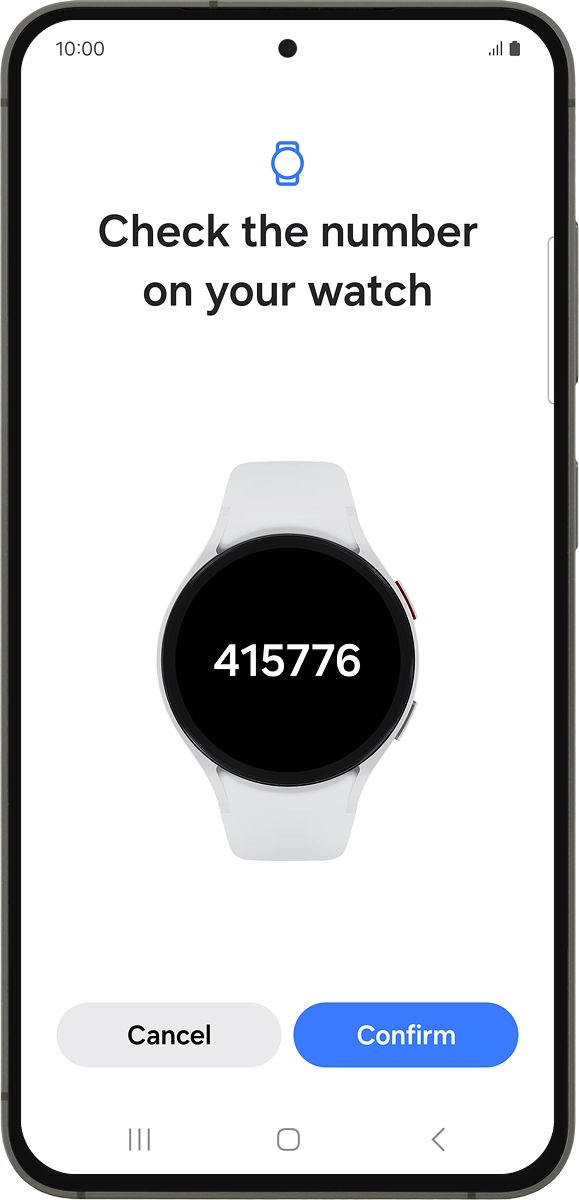 On your phone: Check that the code is identical to the code displayed on your smartwatch. On your phone: Check that the code is identical to the code displayed on your smartwatch.