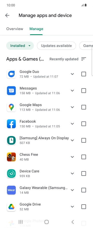 Press the required app. Press the required app.