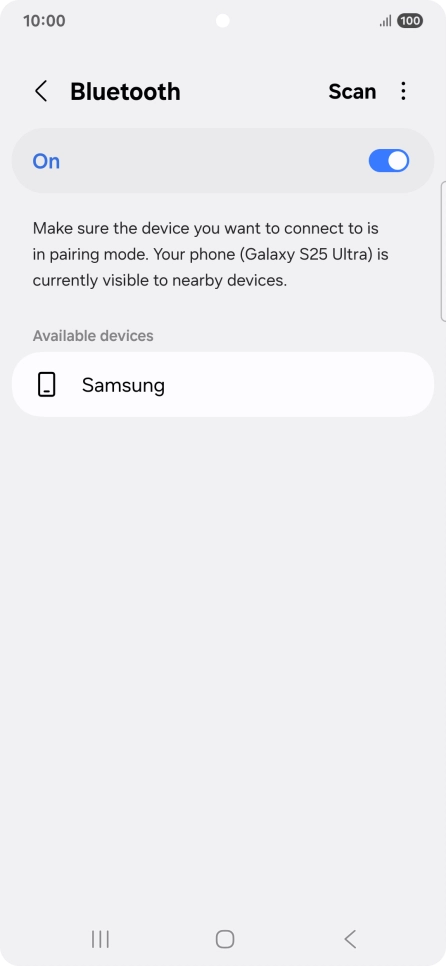Press the required Bluetooth device and follow the instructions on the screen to pair the device with your phone. Press the required Bluetooth device and follow the instructions on the screen to pair the device with your phone.