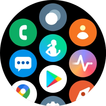 Press the Samsung Health icon. Press the Samsung Health icon.