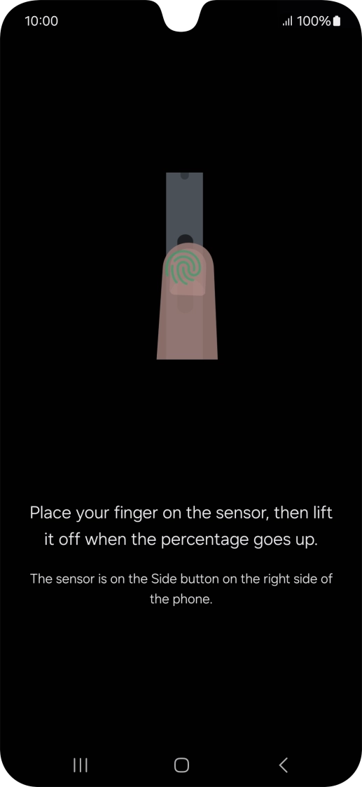 Follow the instructions on the screen to create the phone lock code using your fingerprint. Follow the instructions on the screen to create the phone lock code using your fingerprint.
