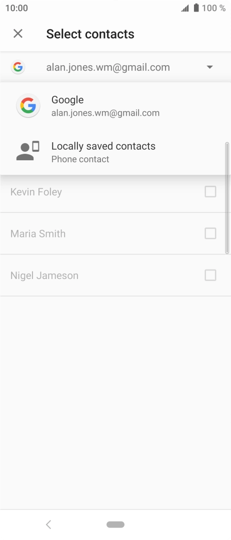 Press Locally saved contacts. Press Locally saved contacts.