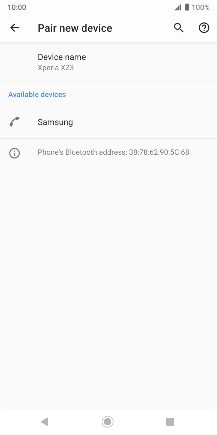 Press the required Bluetooth device and follow the instructions on the screen to pair the device with your phone. Press the required Bluetooth device and follow the instructions on the screen to pair the device with your phone.