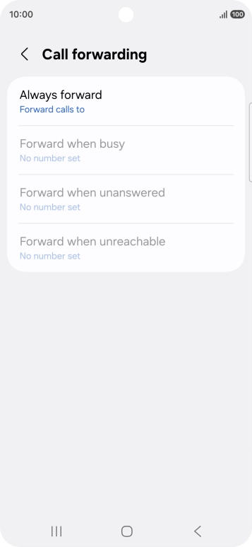 Press the required divert type. Press the required divert type.