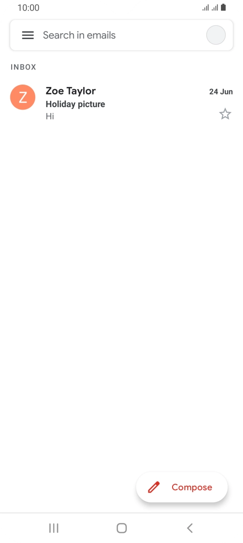 Press the email account icon. Press the email account icon.