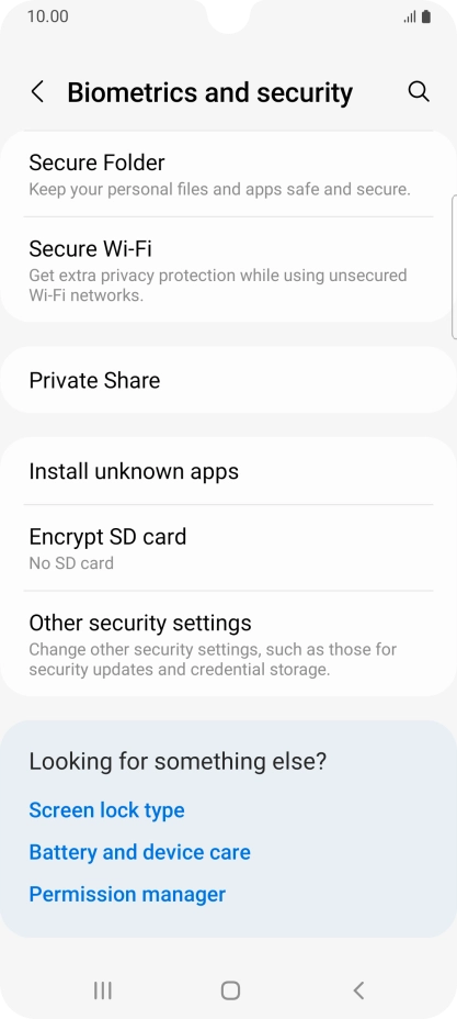 Press Other security settings. Press Other security settings.