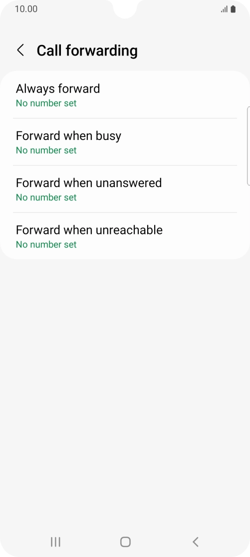 Press the required divert type. Press the required divert type.