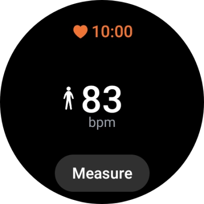 Press Measure and wait while the smartwatch measures your heart rate. Press Measure and wait while the smartwatch measures your heart rate.