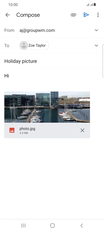 Press the send icon when you've finished your email. Press the send icon when you've finished your email.
