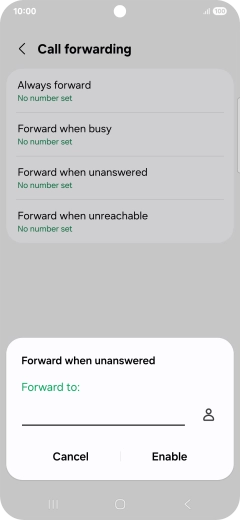 Key in +447953222222 and press Enable. Key in +447953222222 and press Enable.