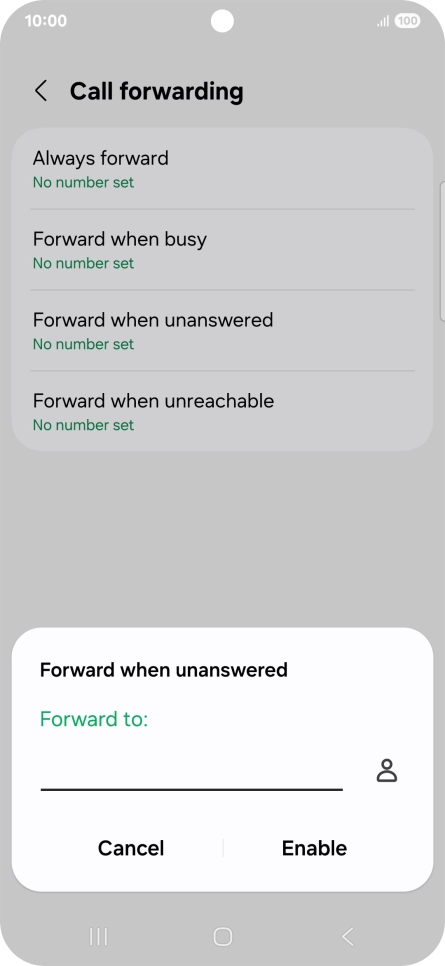 Key in +447953222222 and press Enable. Key in +447953222222 and press Enable.