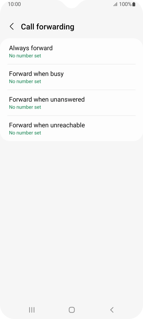 Press the required divert type. Press the required divert type.