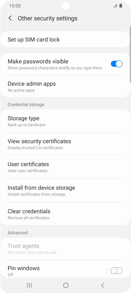 Press Set up SIM card lock. Press Set up SIM card lock.