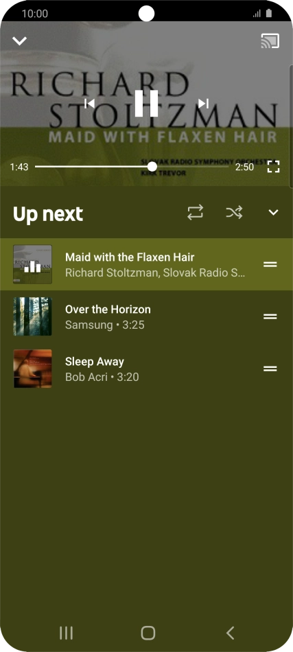 Press the repeat icon to turn the function on or off. Press the repeat icon to turn the function on or off.
