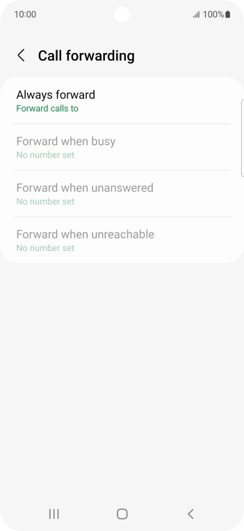 Press the required divert type. Press the required divert type.