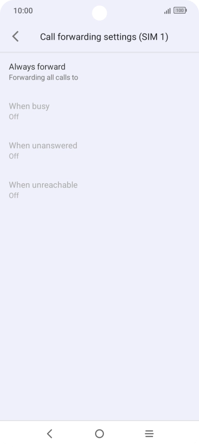 Press the required divert type. Press the required divert type.