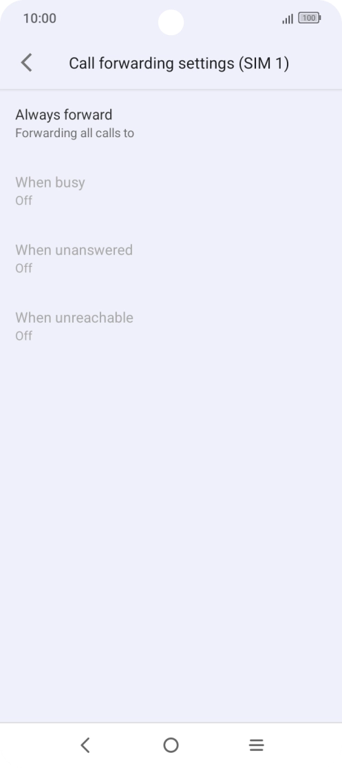 Press the required divert type. Press the required divert type.
