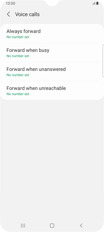 Press the required divert type. Press the required divert type.