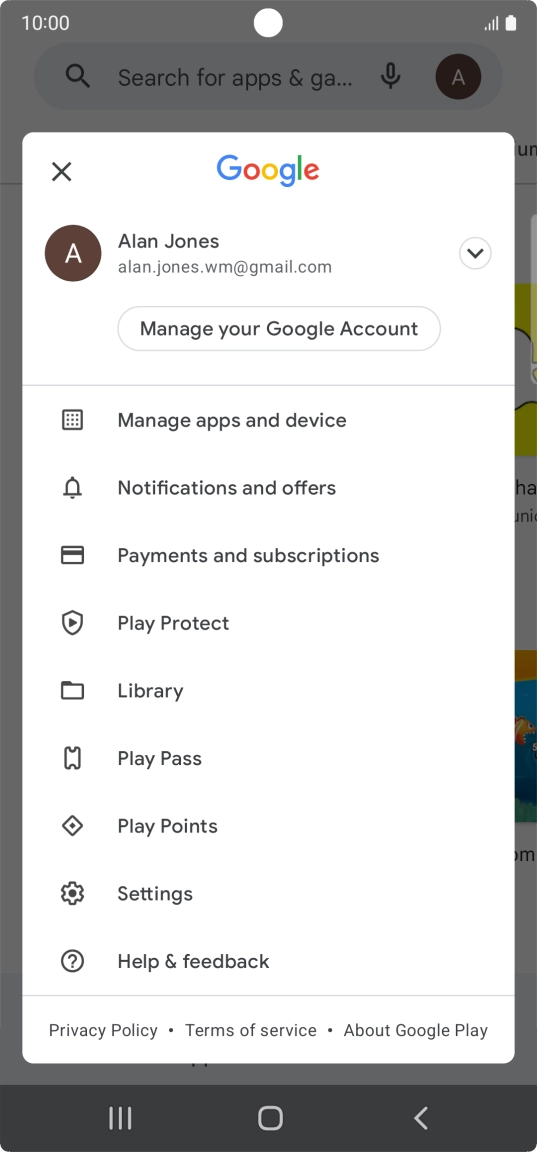 Press Manage apps and device. Press Manage apps and device.