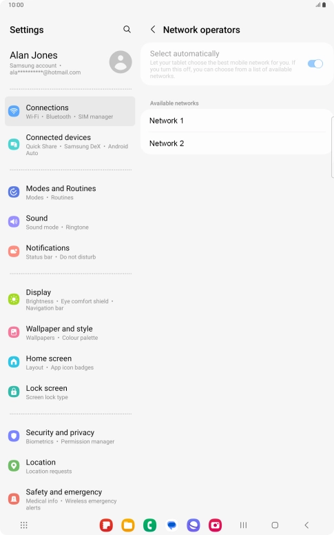 Press the required network. Press the required network.