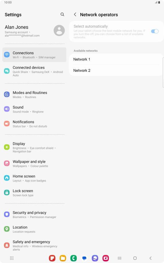 Press the required network. Press the required network.