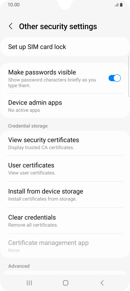 Press Set up SIM card lock. Press Set up SIM card lock.