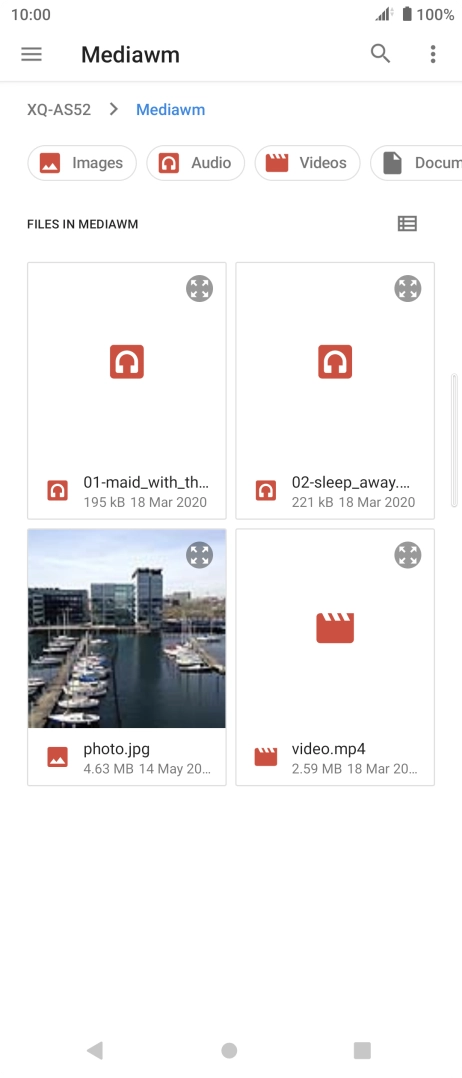 Press the required file. Press the required file.