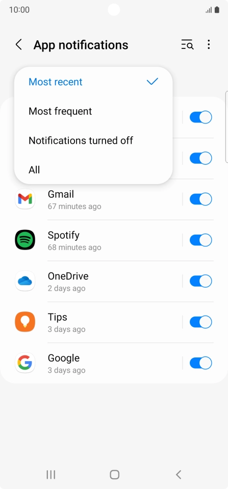 Press the required setting. Press the required setting.