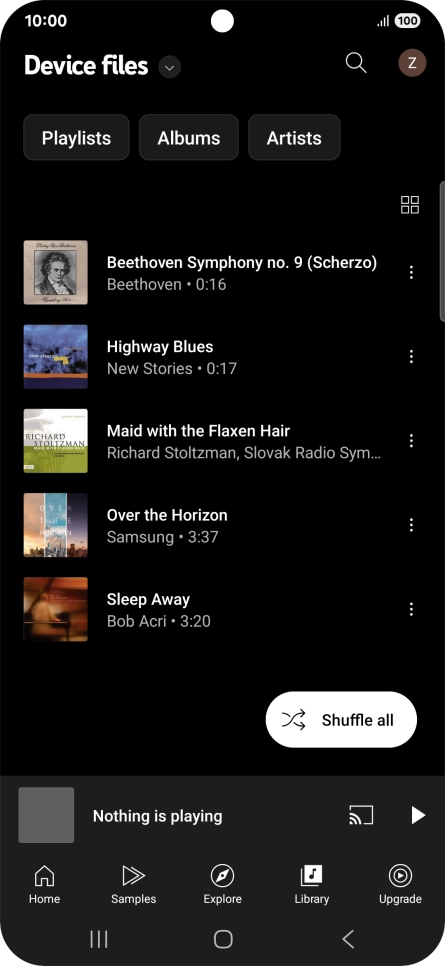 Press the required audio file. Press the required audio file.
