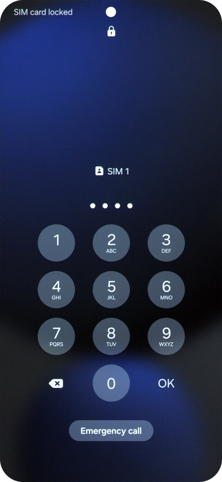 If your SIM is locked, key in your PIN and press OK. The default PIN is 1111. If your SIM is locked, key in your PIN and press OK. The default PIN is 1111.