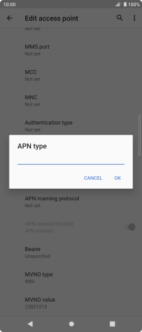 Key in default and press OK. Key in default and press OK.