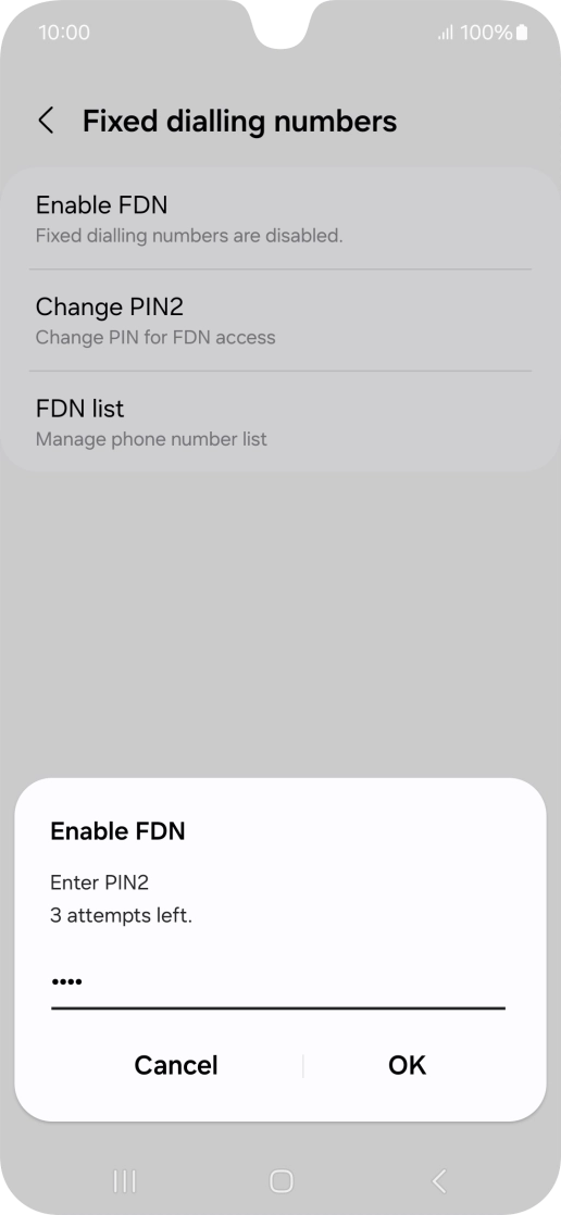Key in your PIN2 and press OK. The default PIN2 is 0000. Key in your PIN2 and press OK. The default PIN2 is 0000.
