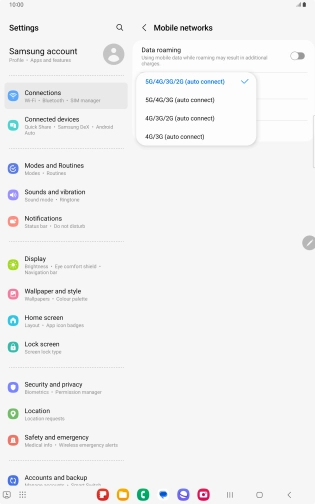 Press the required network mode. Press the required network mode.