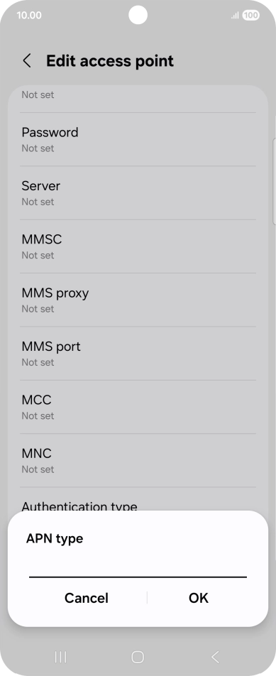Key in default and press OK. Key in default and press OK.