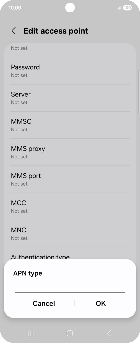 Key in default and press OK. Key in default and press OK.