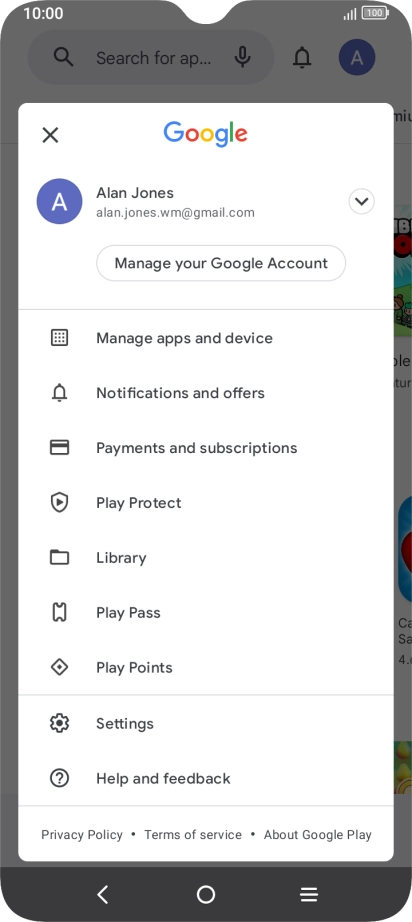 Press Manage apps and device. Press Manage apps and device.