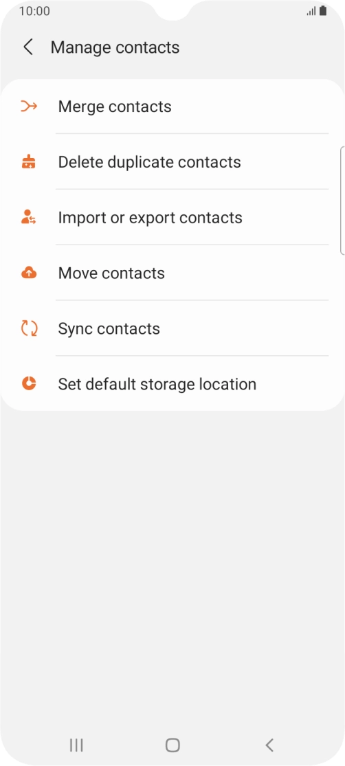 Press Import or export contacts. Press Import or export contacts.