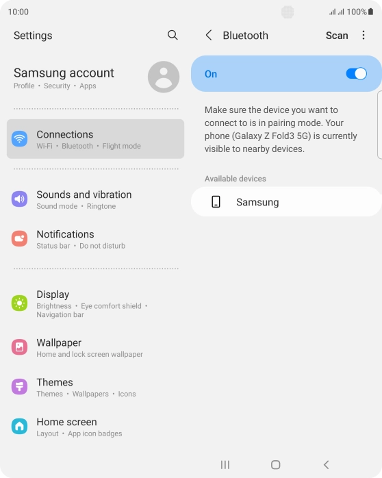 Press the required Bluetooth device and follow the instructions on the screen to pair the device with your phone. Press the required Bluetooth device and follow the instructions on the screen to pair the device with your phone.