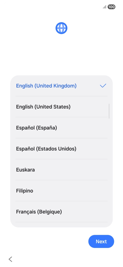 Press the required language. Press the required language.
