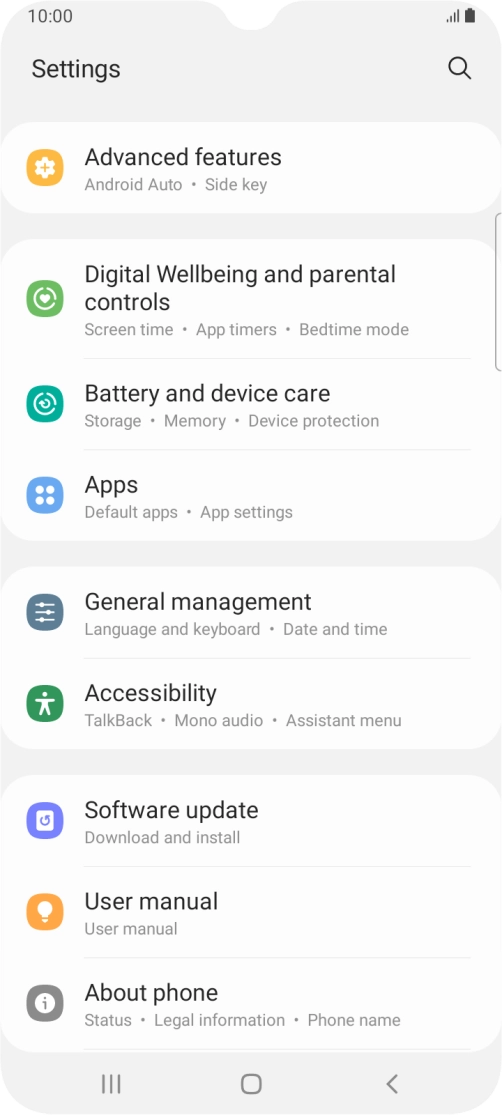 Press Battery and device care. Press Battery and device care.
