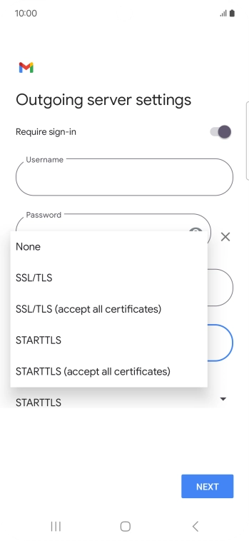 Press SSL/TLS. Press SSL/TLS.