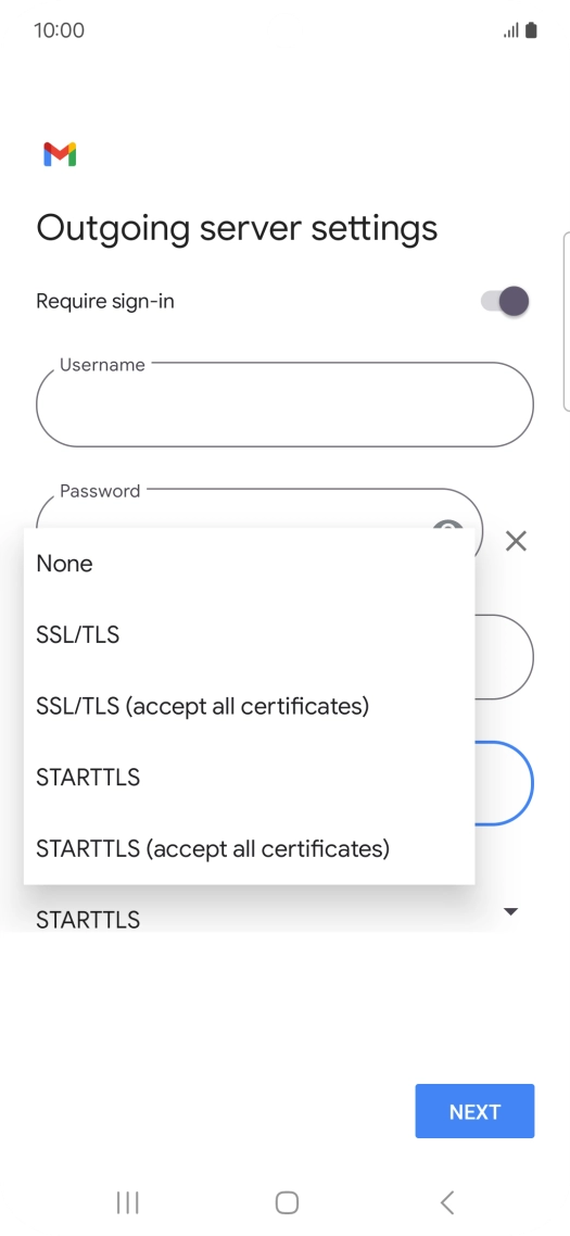 Press SSL/TLS. Press SSL/TLS.