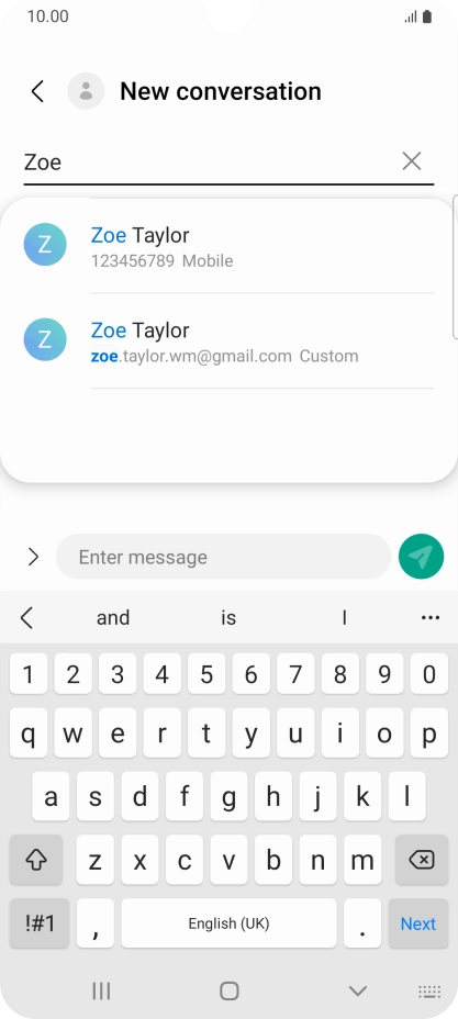 Press the required contact. Press the required contact.