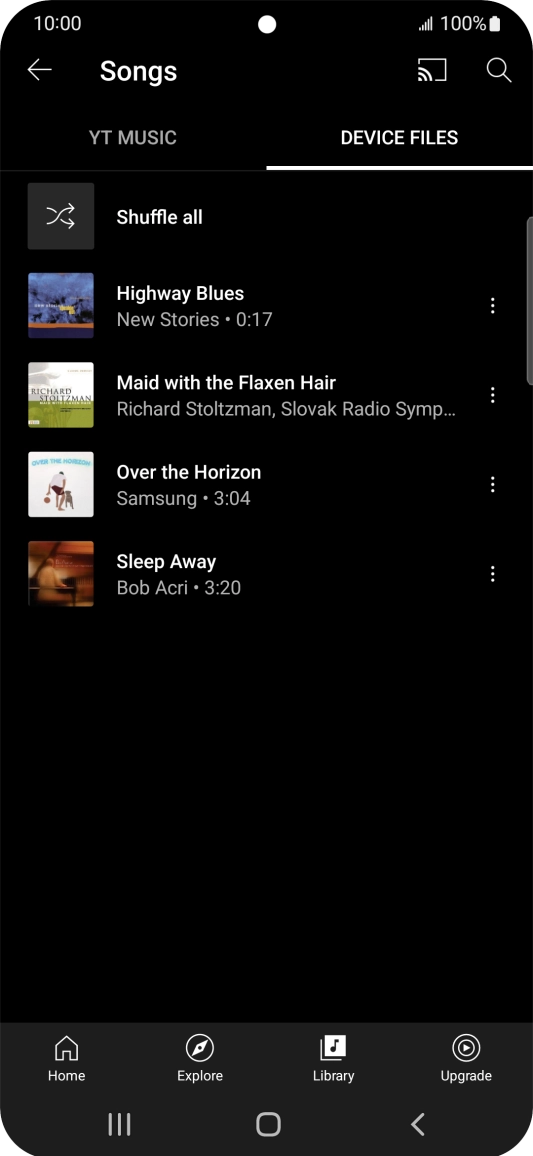 Press the required audio file. Press the required audio file.