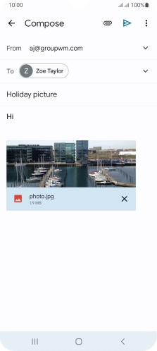 Press the send icon when you've finished your email message. Press the send icon when you've finished your email message.