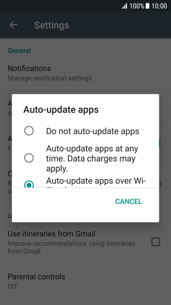 To turn off automatic update of apps, press Do not auto-update apps. To turn off automatic update of apps, press Do not auto-update apps.